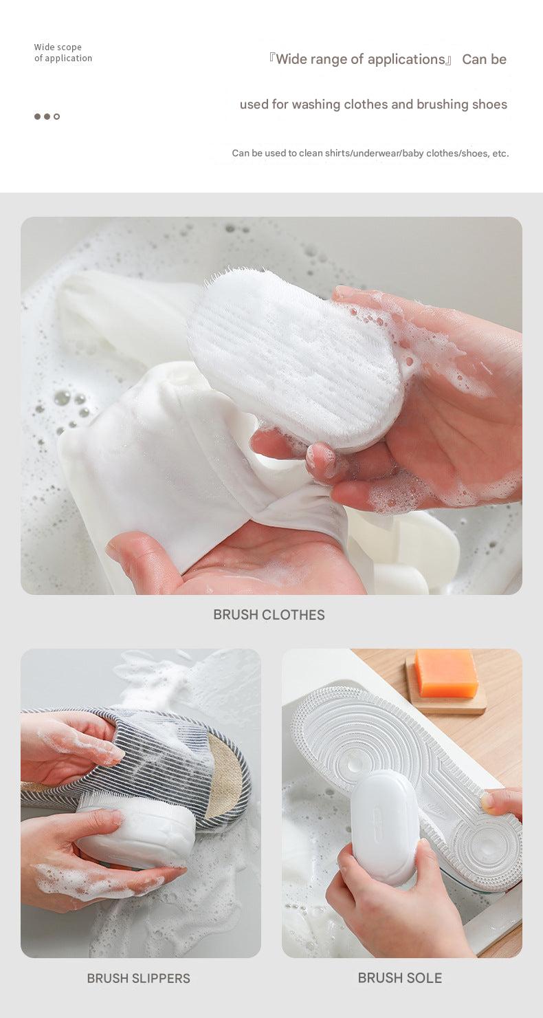 Durable laundry cleaning brush in white