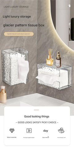 space-saving tissue dispenser on wall