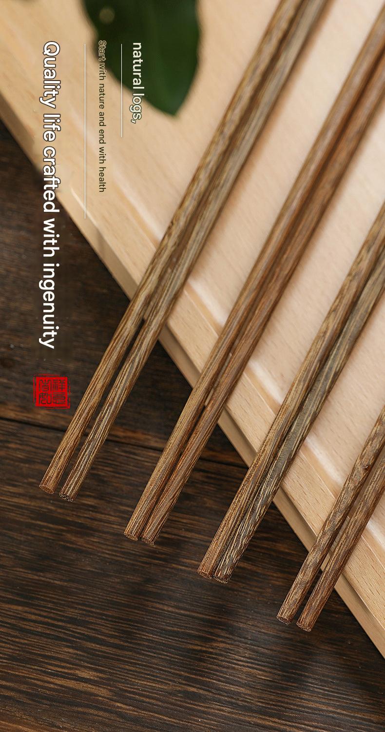 unpainted wooden chopsticks with nachos