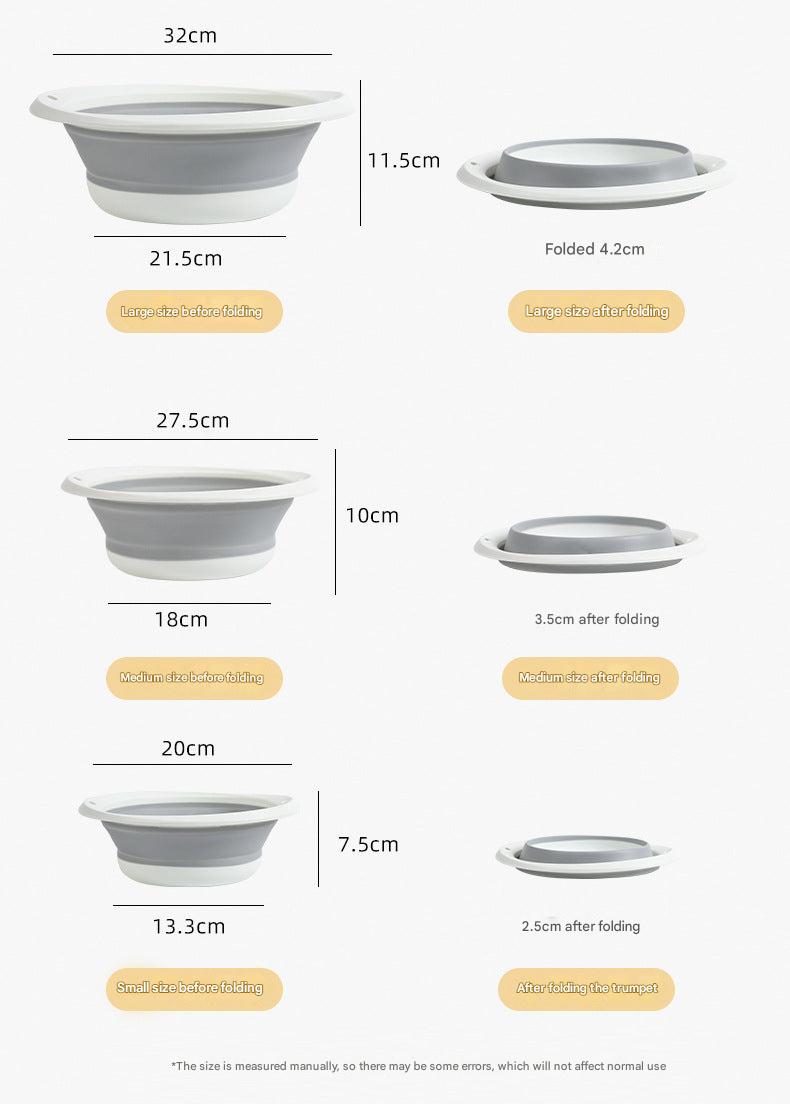 Basin shown in use for washing dishes outdoors