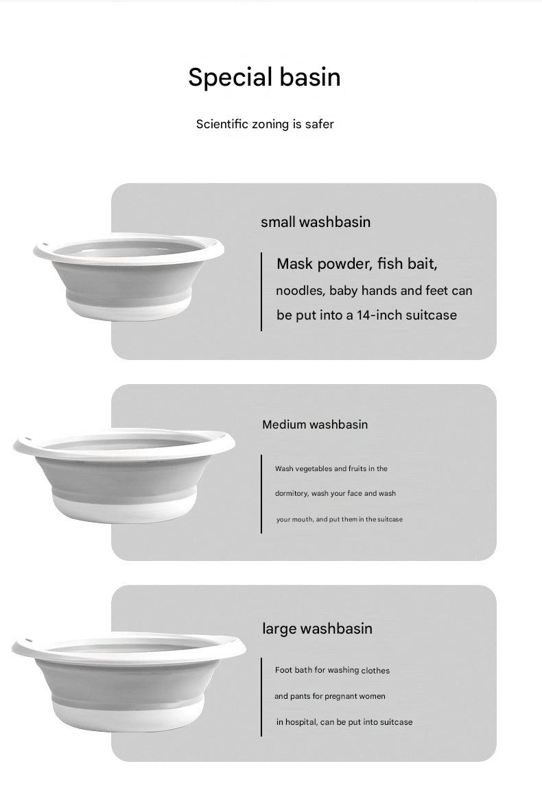 Portable silicone folding wash basin with gray design