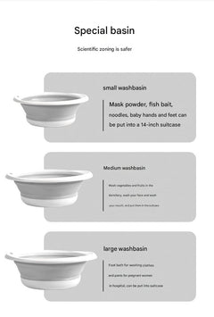 Portable silicone folding wash basin with gray design