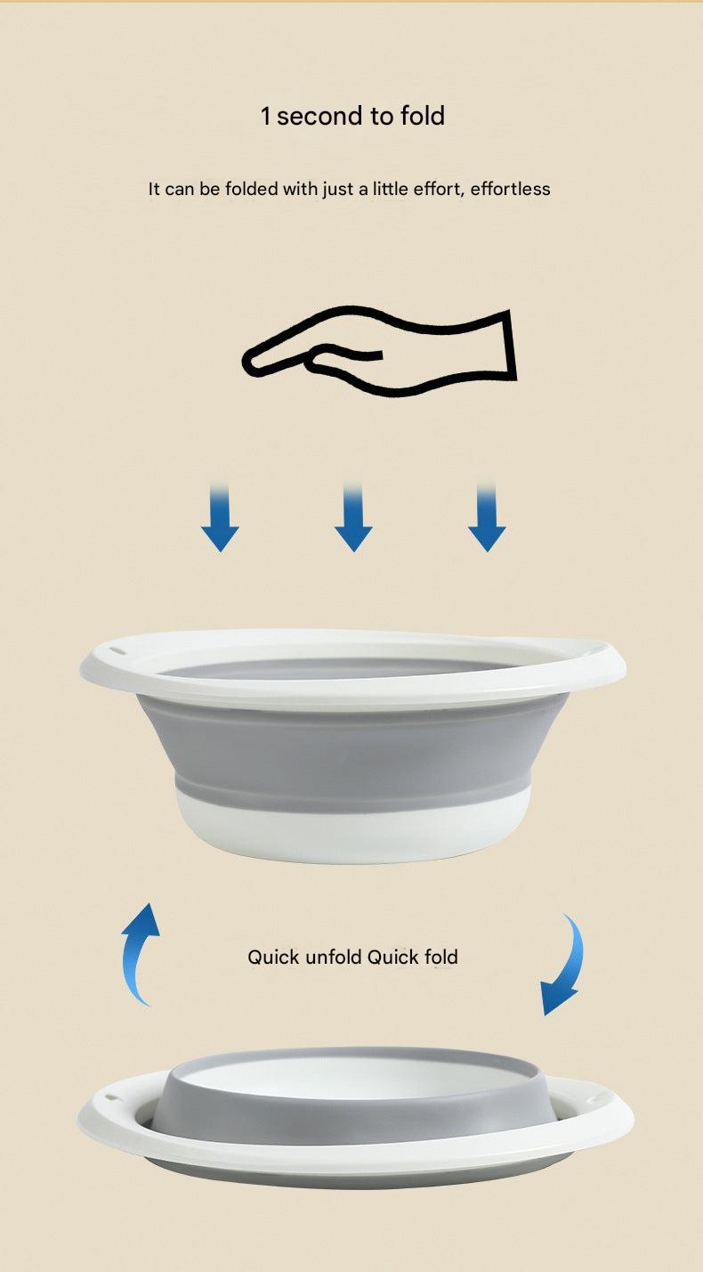 Durable silicone basin shown in outdoor setting