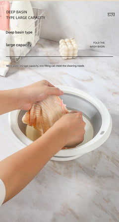 Collapsible wash basin stored in backpack