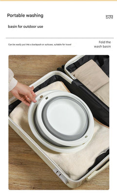 Portable silicone folding wash basin with gray design