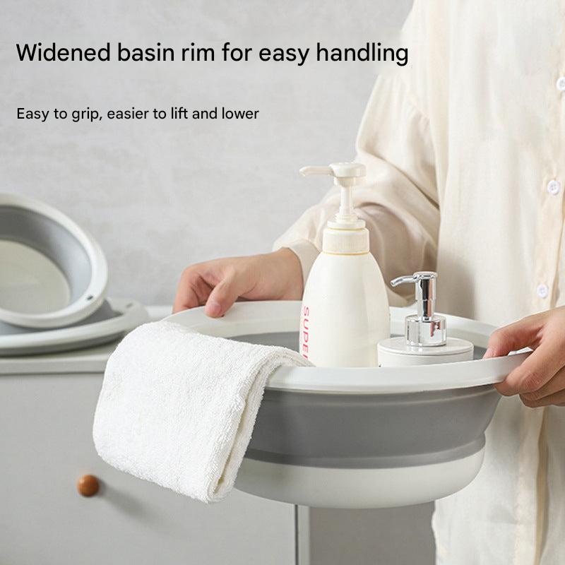 Collapsible wash basin stored in backpack