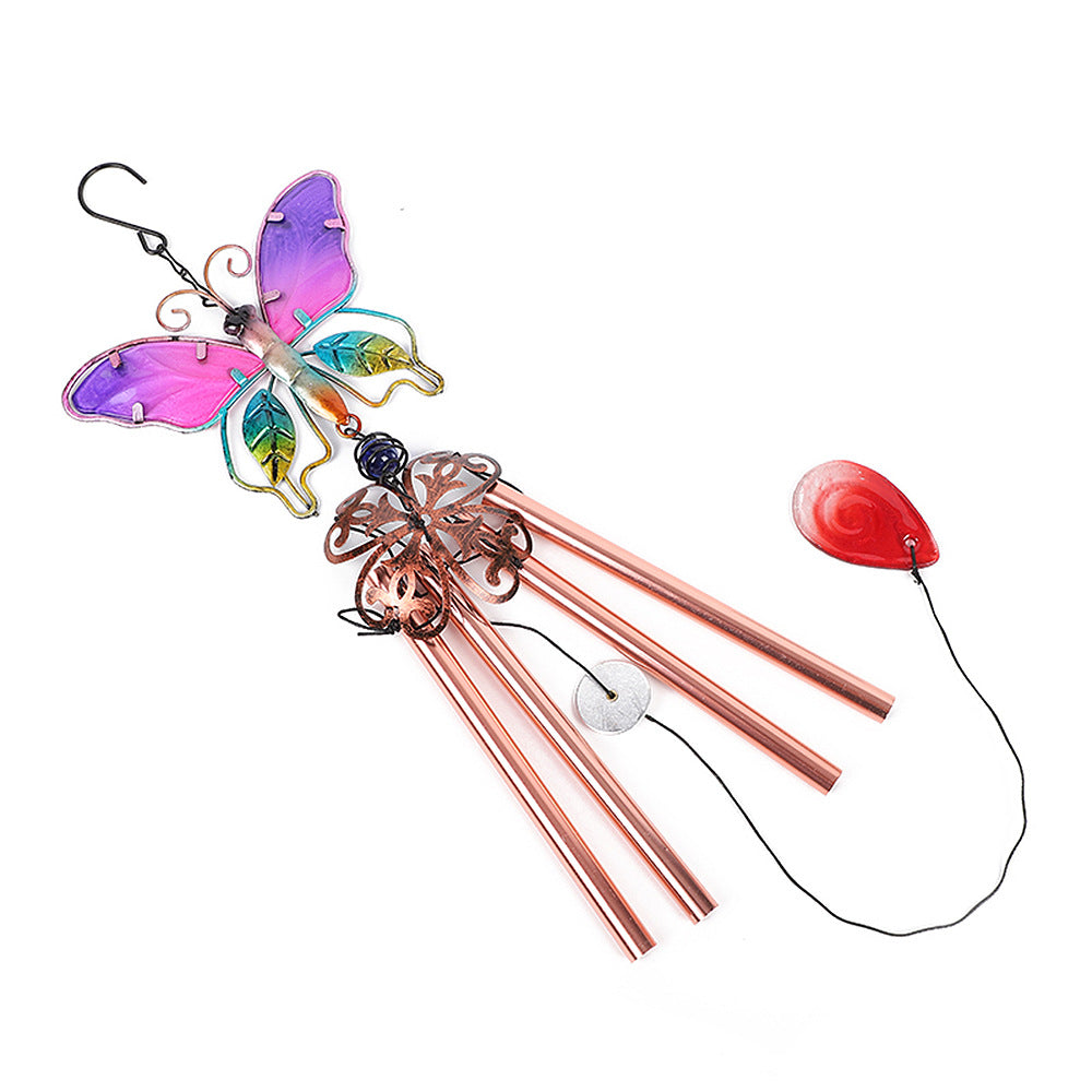 Colorful Butterfly Wind Chime hanging outdoors
