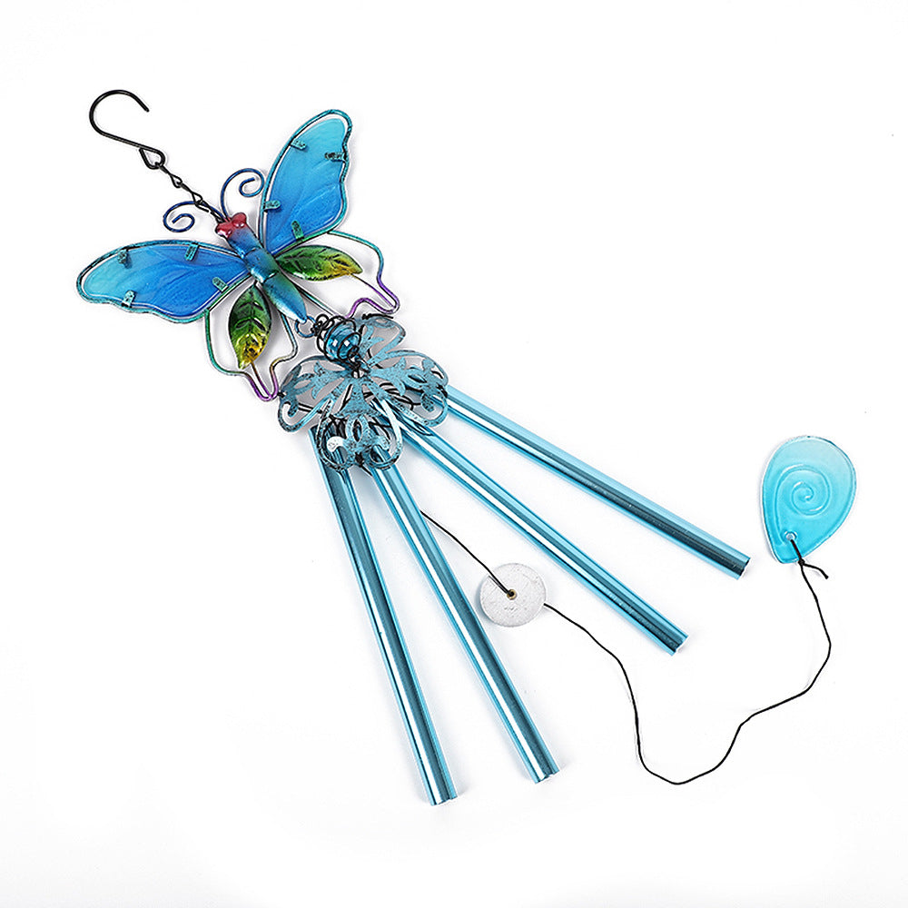 Close up of Metal Wind Chime with vibrant colours
