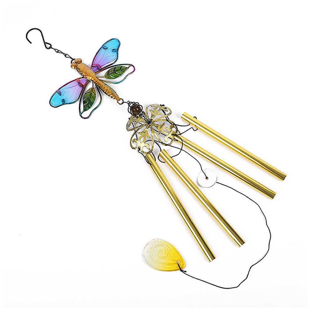 Close-up of colourful glass wind chime