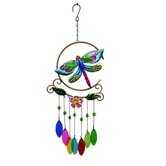 Stunning metal art wind chime in a garden