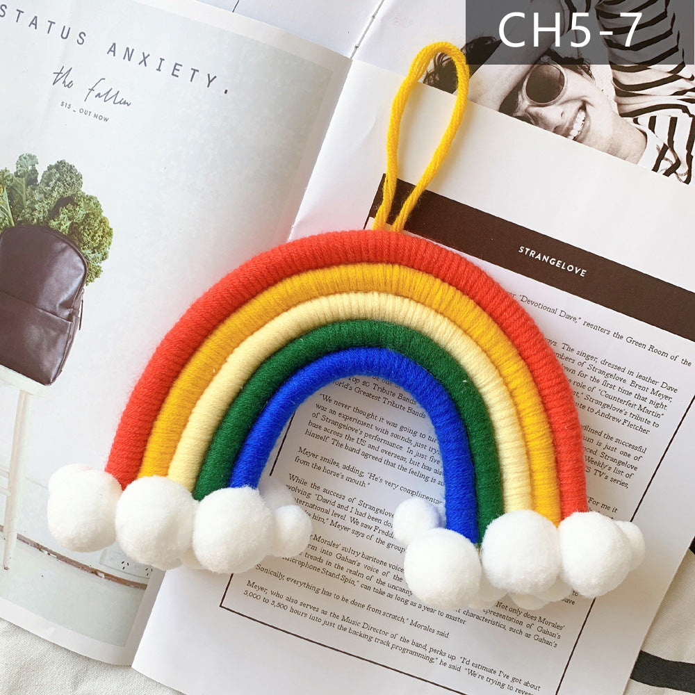 Handwoven fabric rainbow wall decor