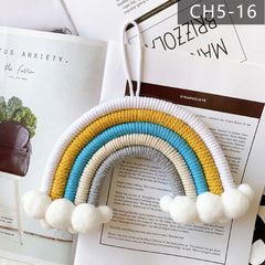 Handwoven fabric rainbow wall decor