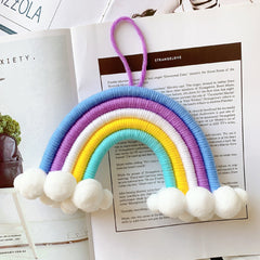 Handwoven fabric rainbow wall decor