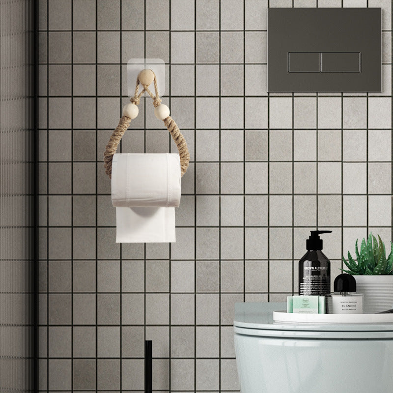 Handwoven toilet paper holder installation demonstration