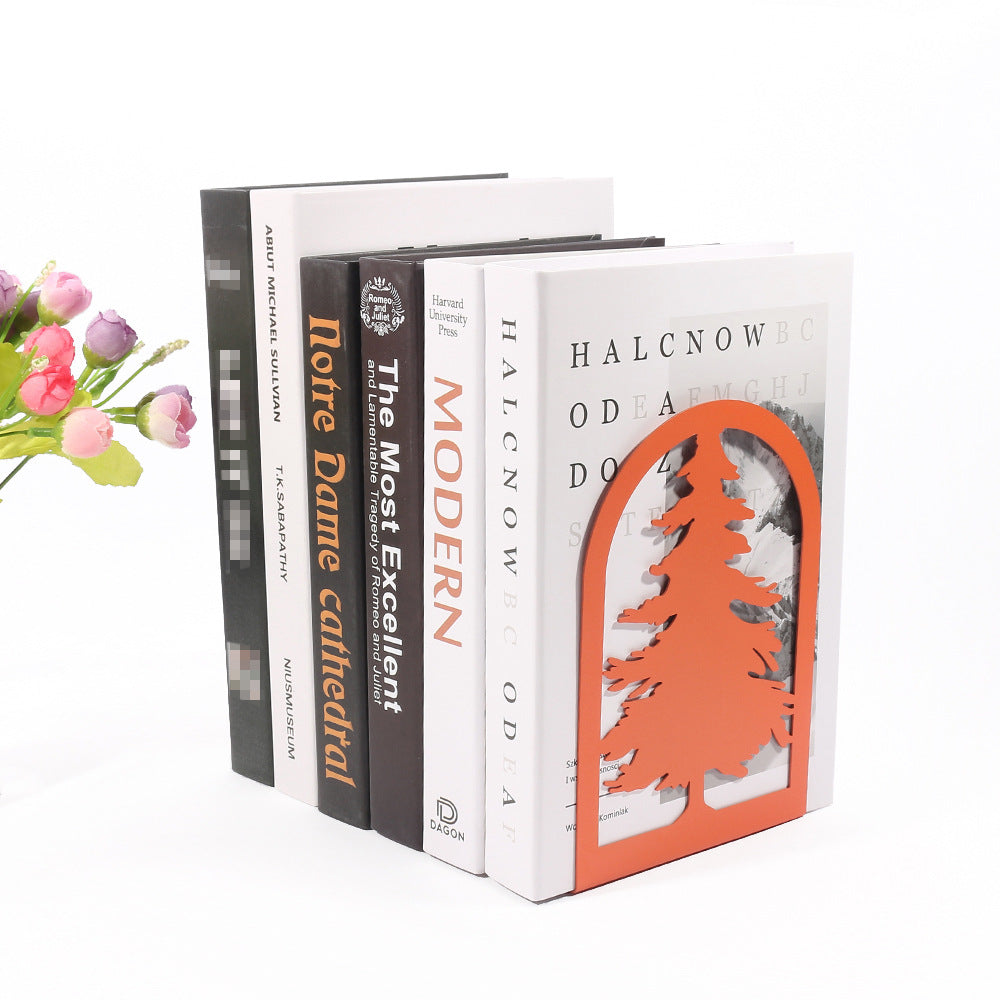 Decorative metal bookends with non-slip base