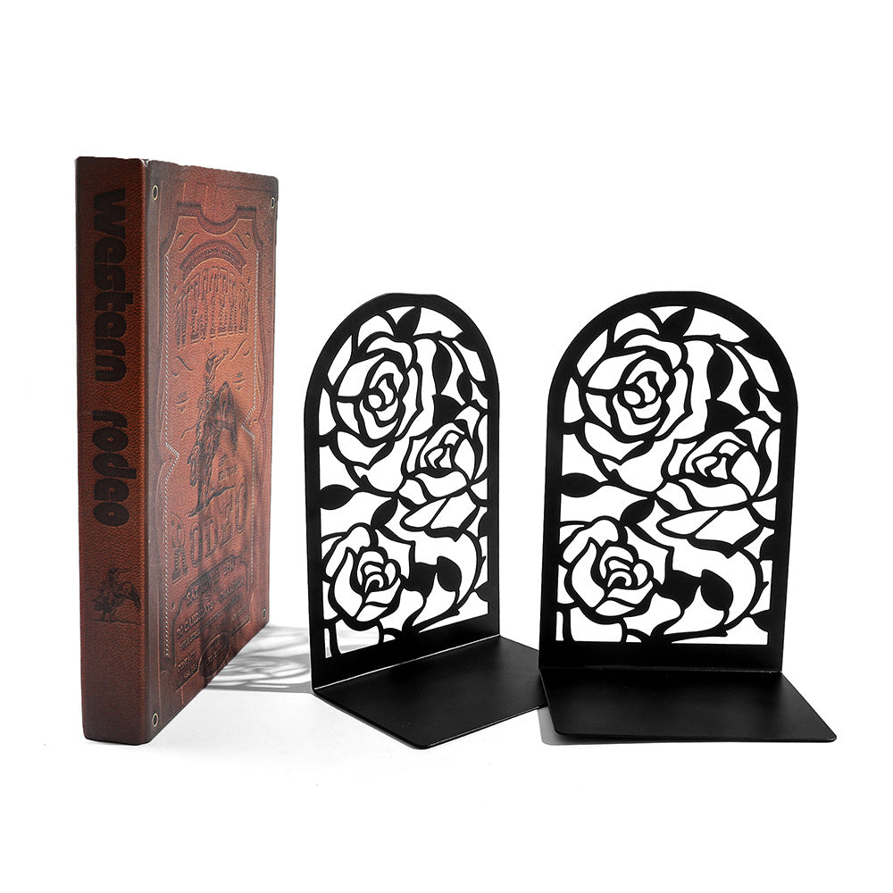 Decorative metal bookends with non-slip base