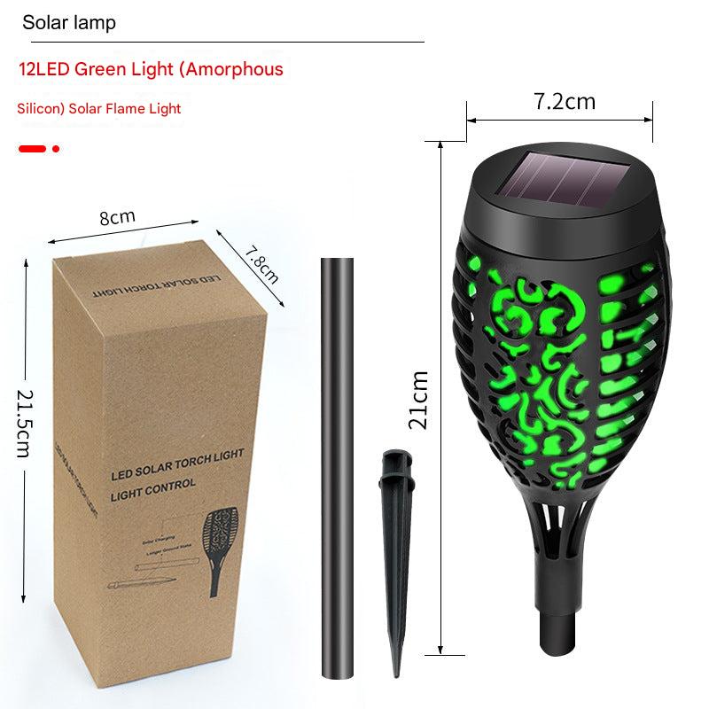 Rechargeable solar torch on garden stake