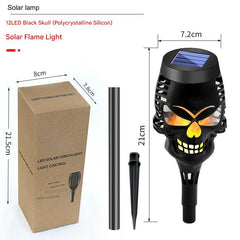 Multiple solar torches installed in garden