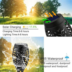 Rechargeable solar torch on garden stake