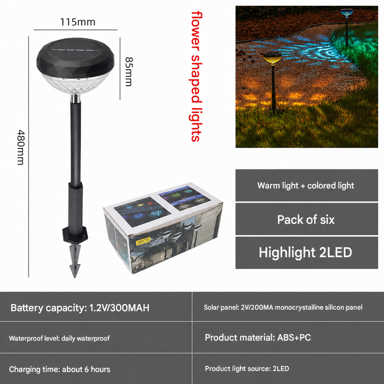 Waterproof LED Garden Landscape Spotlight with Solar Power for Outdoor Patio Ambiance