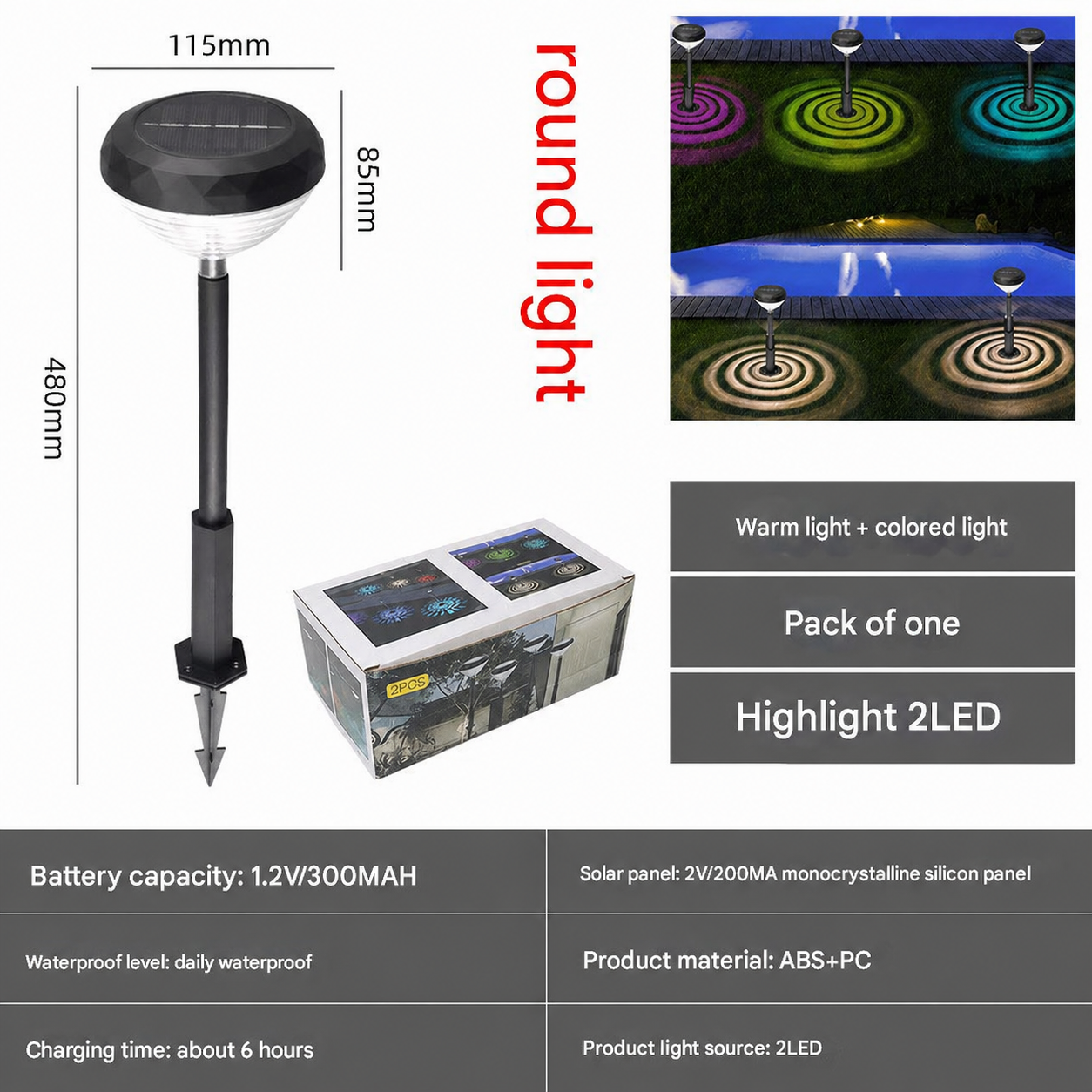 Waterproof LED Garden Landscape Spotlight with Solar Power for Outdoor Patio Ambiance