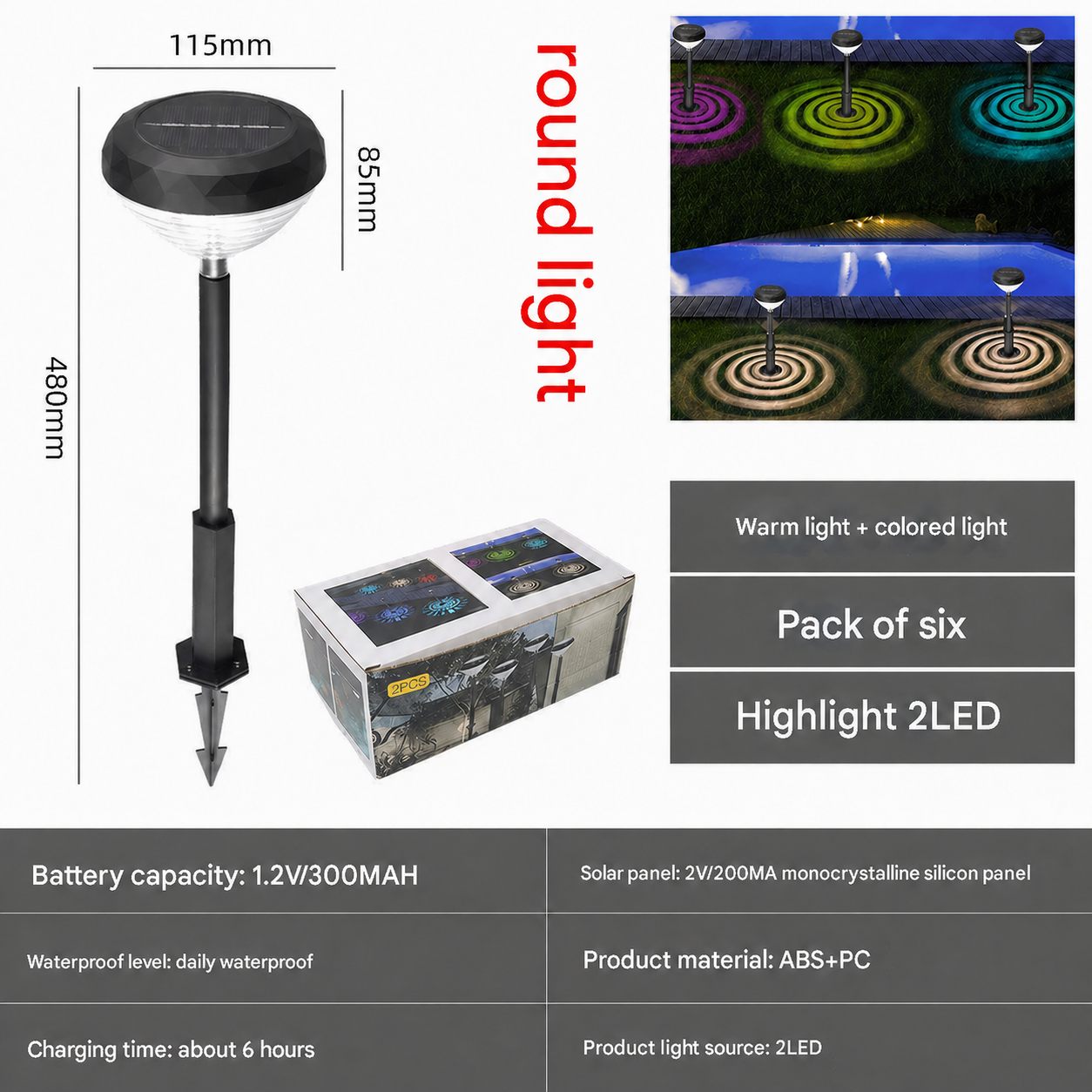 Waterproof LED Garden Landscape Spotlight with Solar Power for Outdoor Patio Ambiance