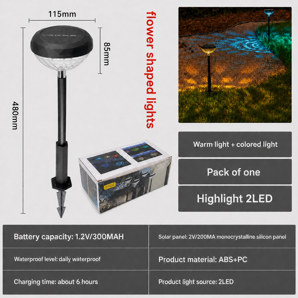 Waterproof LED Garden Landscape Spotlight with Solar Power for Outdoor Patio Ambiance