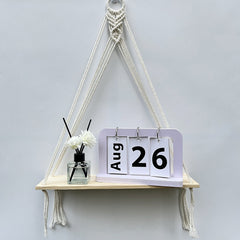 Wooden board cotton rope shelf image 2