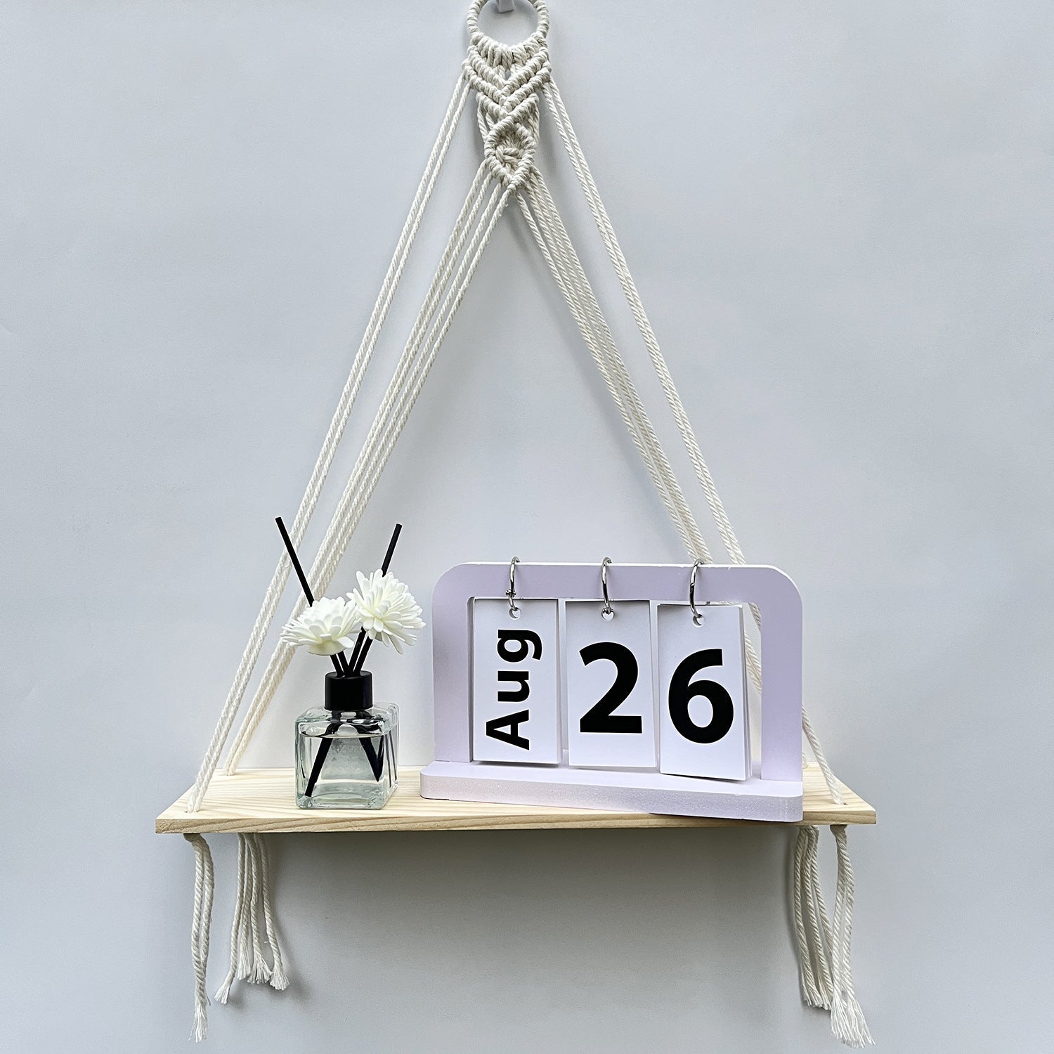 Wooden board cotton rope shelf image 2
