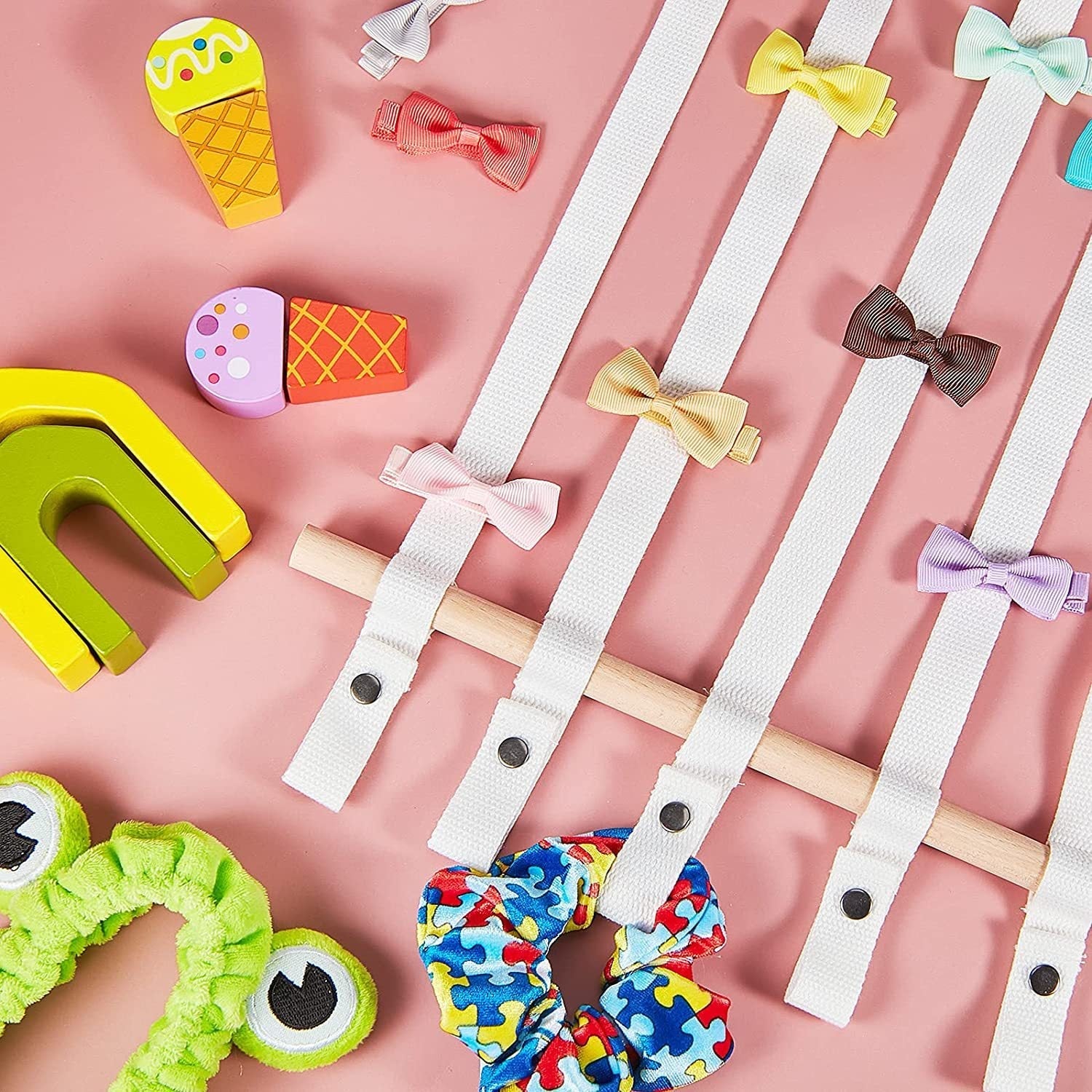 Multi-colour hair clip organiser display