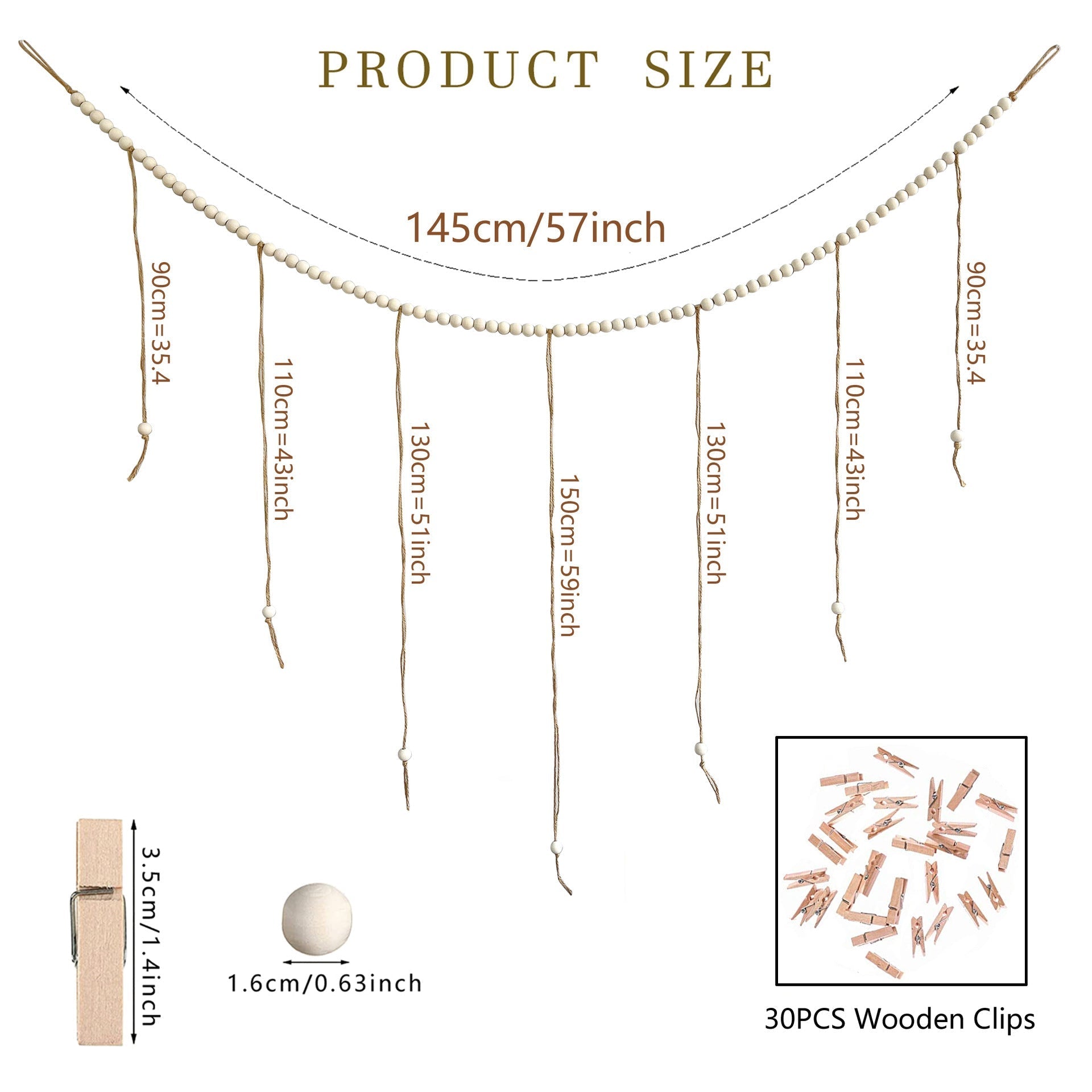 Wooden bead string decor with images
