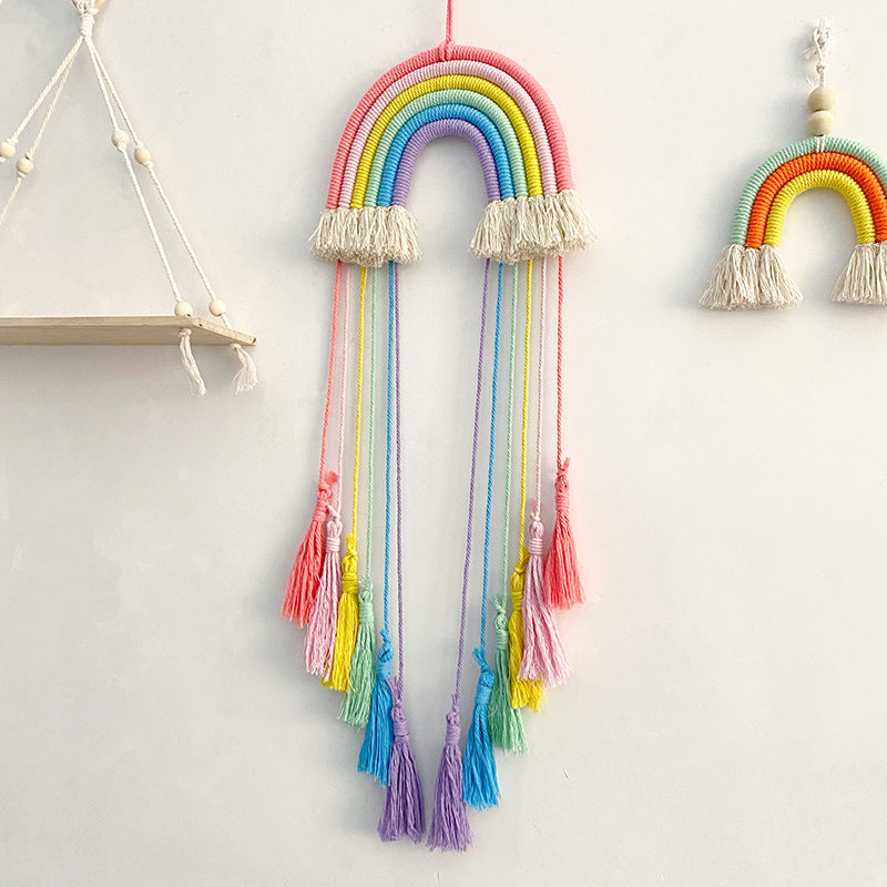 Durable children's room decor cotton rainbow wall hanging image 3