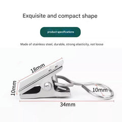 sturdy stainless steel clips securing curtains