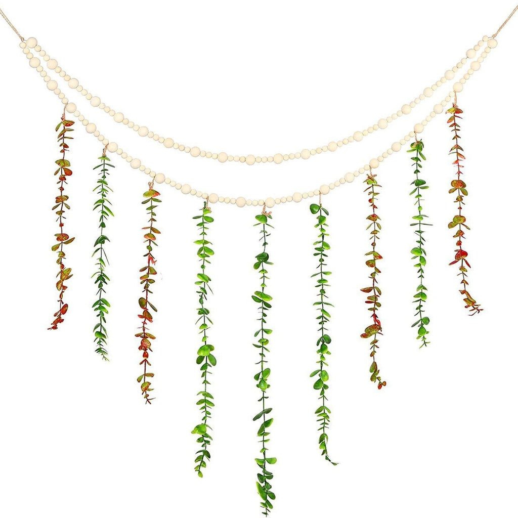 close up of faux eucalyptus leaves