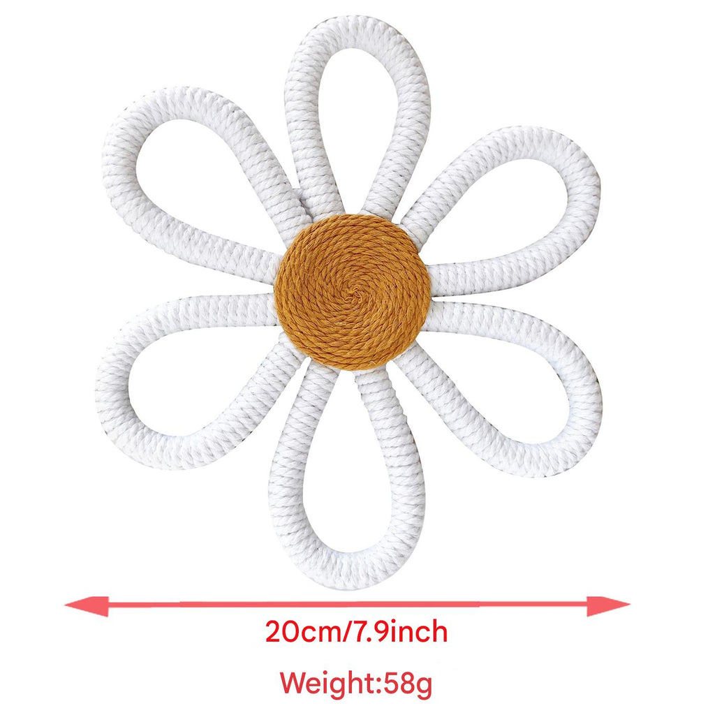 Close-up of Woven Daisy Wall Hanging