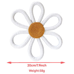 Close-up of Woven Daisy Wall Hanging