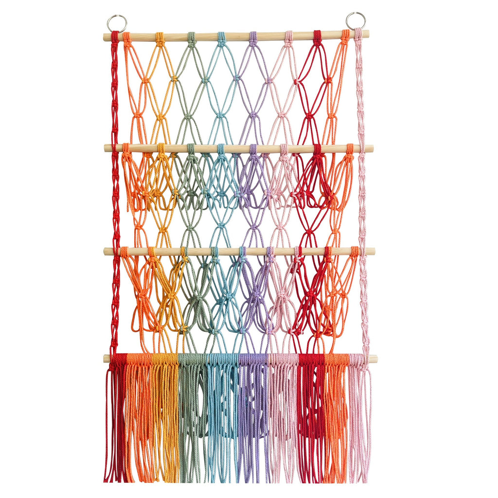 Close-up of net baskets on a children's shelf