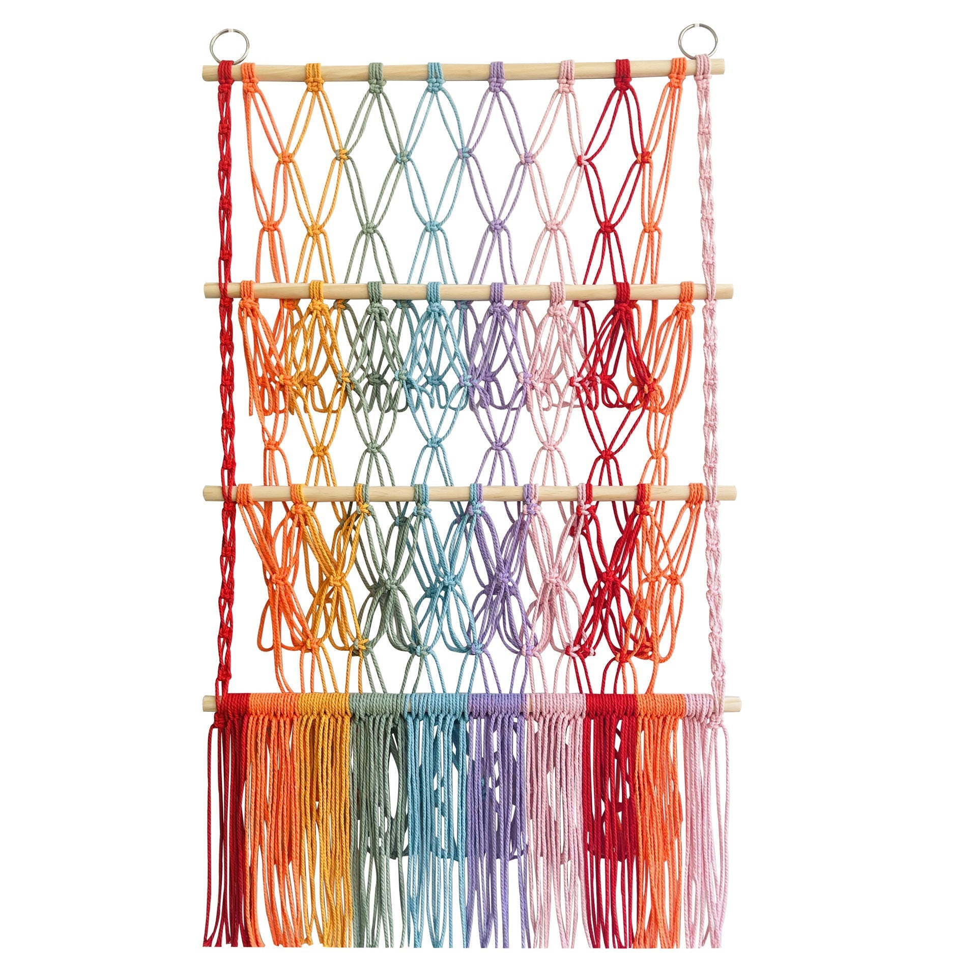 Close-up of net baskets on a children's shelf