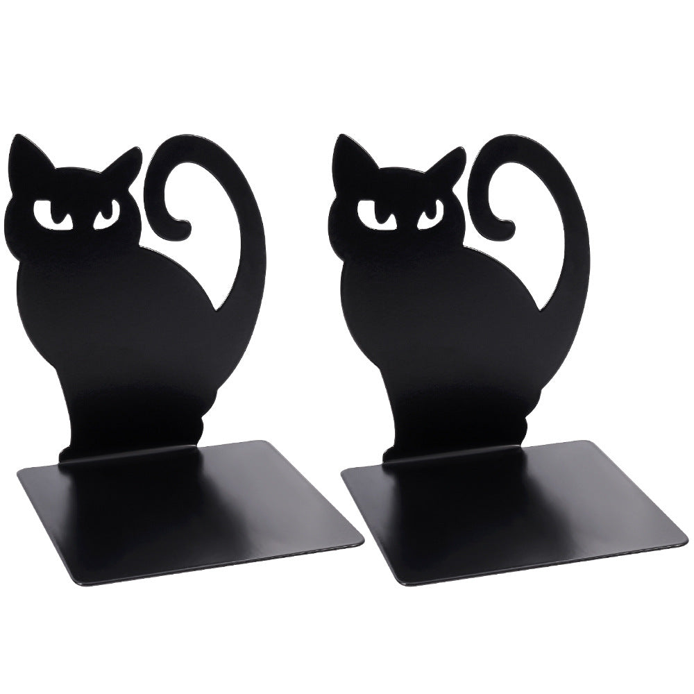 Versatile cat-themed bookends in home office