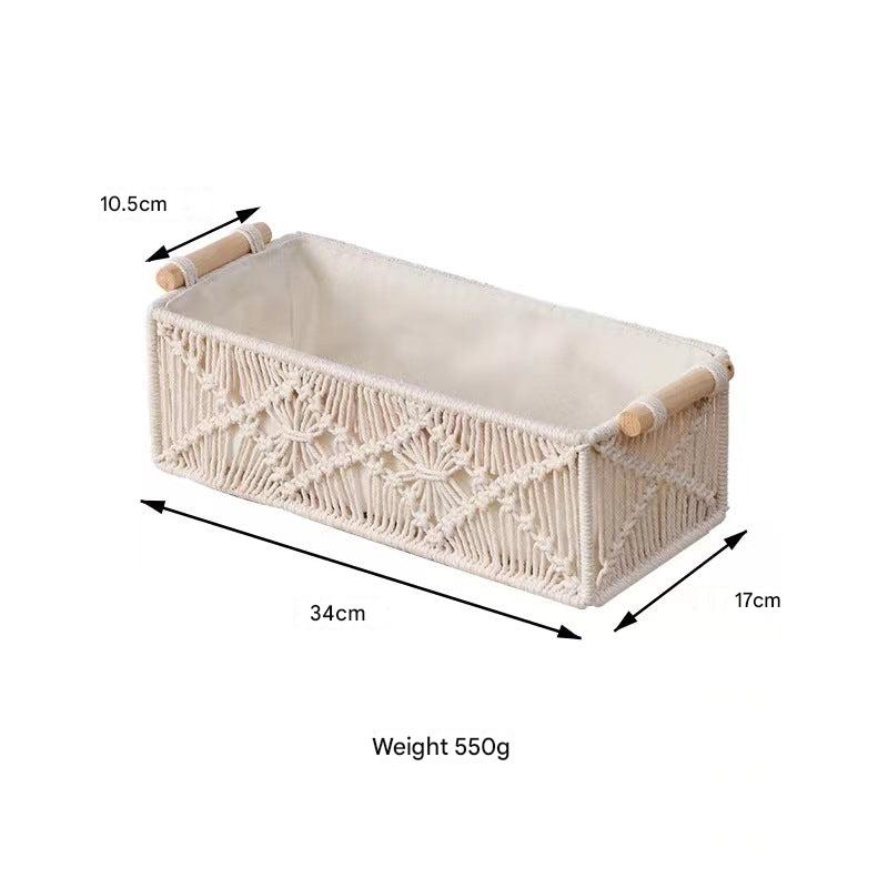 Cotton rope organizer showcasing interior storage