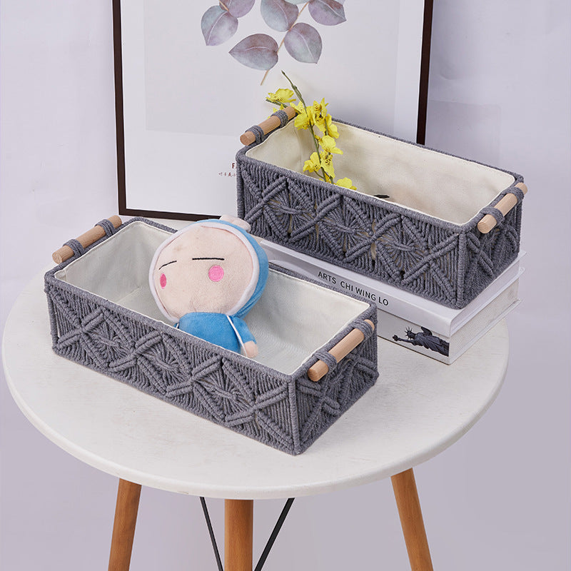 Elegant cotton rope basket for home decor