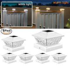 Solar Garden Pillar Light highlighting patio area