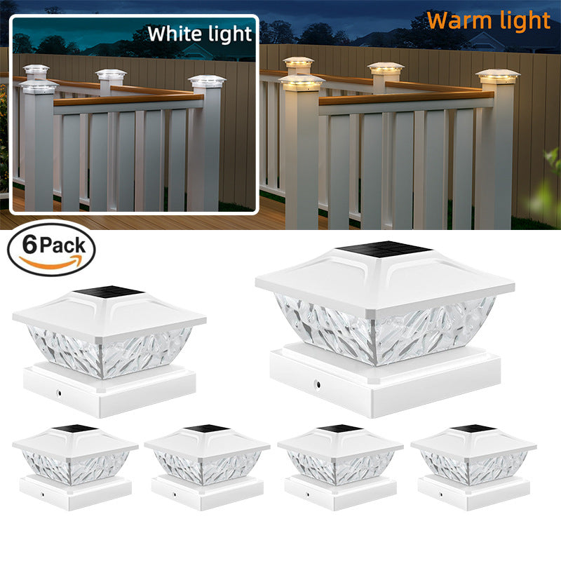 Solar Garden Pillar Light highlighting patio area