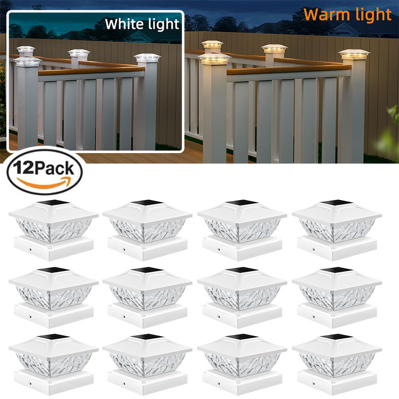 Outdoor Solar Garden Pillar Light in a lush garden setting