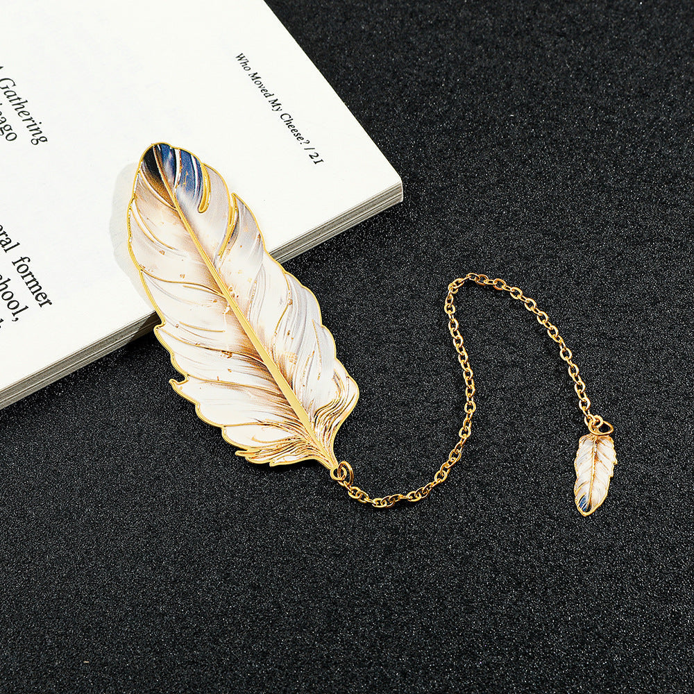 beautiful metal bookmark showcasing feather design image 3