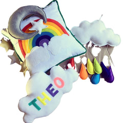decorative rainbow felt elements in children's space