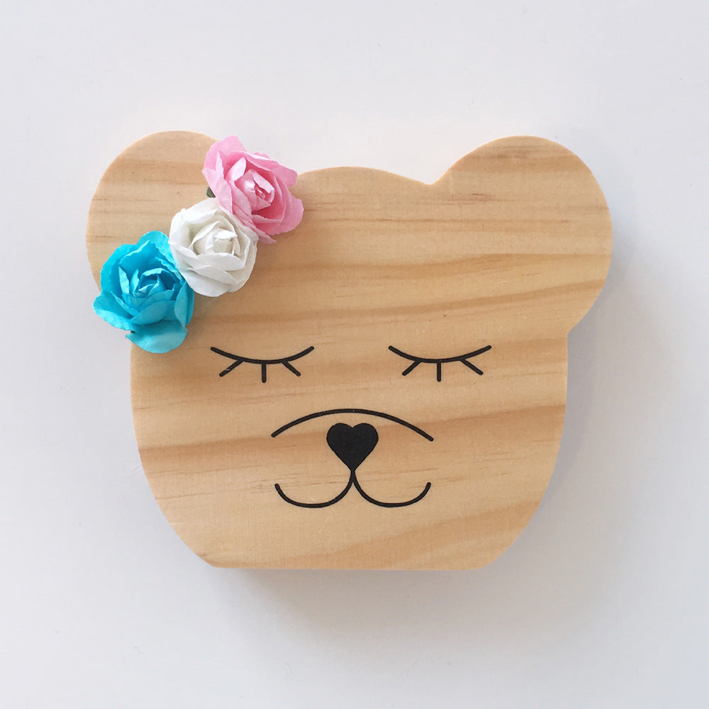 Natural wood finish animal figurines