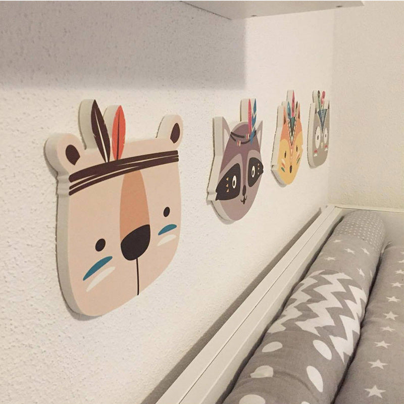 Colourful wooden animal wall decor fox 2