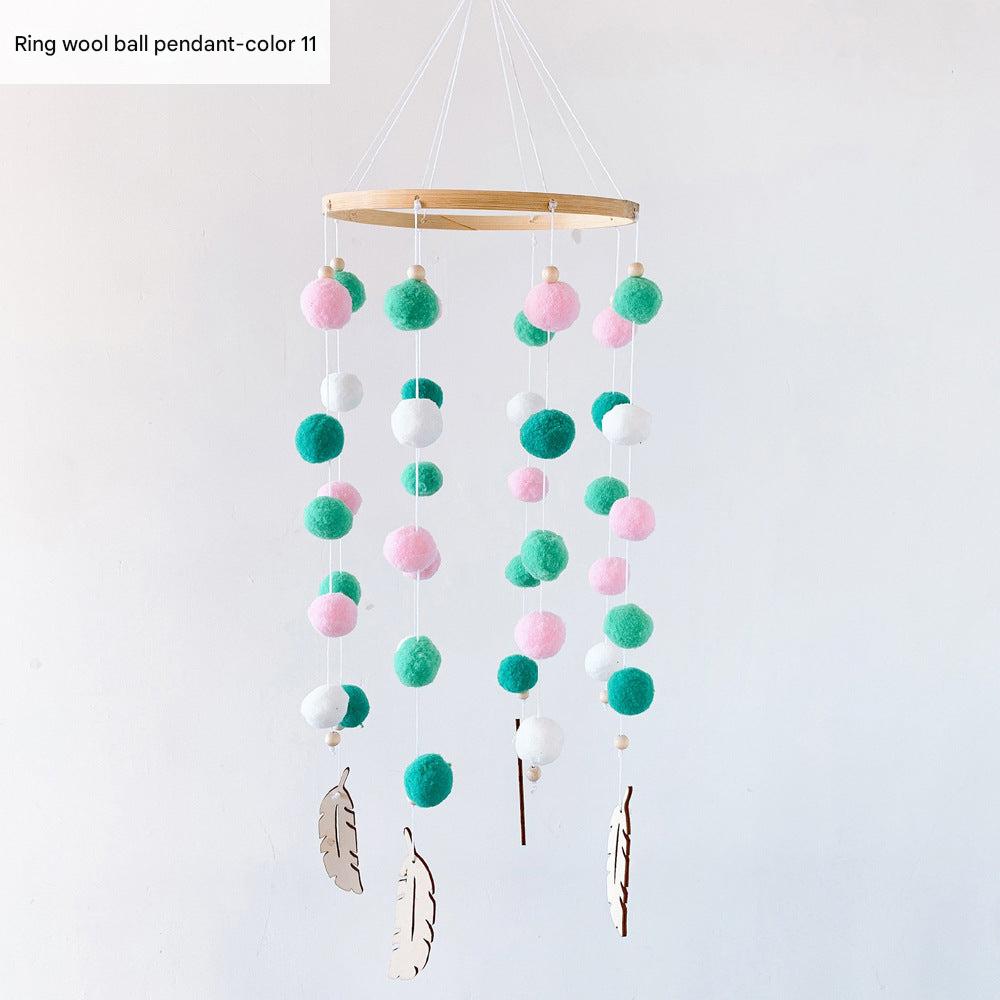 Unique design pom pom wind chime close-up