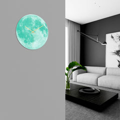 installation of moon wall clock in home setting